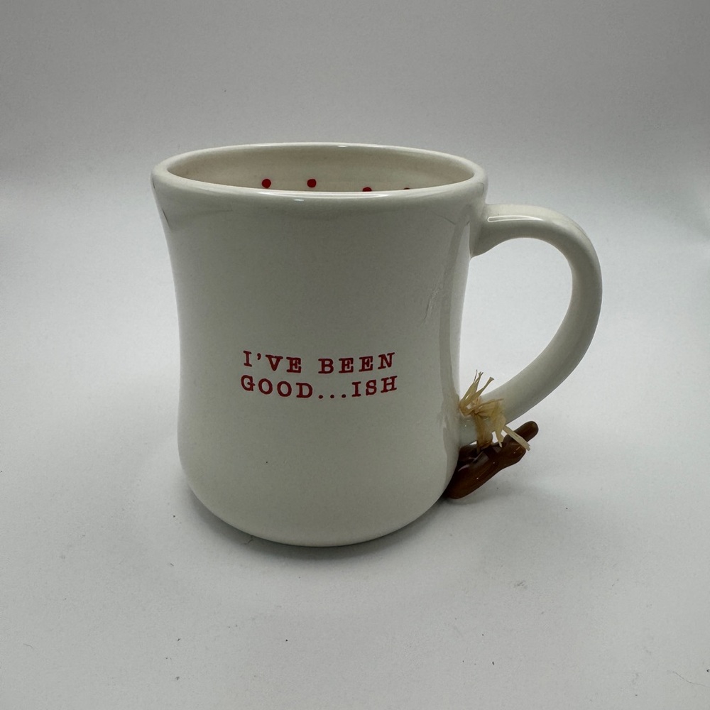 Tag Large Holiday Mug - I’VE BEEN GOOD…ISH with Reindeer Charm